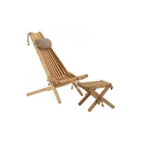 chaise longue - transat ecofurn - chilienne scandinave avec repose-pieds aulne