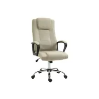 fauteuil de bureau homcom fauteuil de bureau à roulettes chaise manager ergonomique pivotante hauteur réglable lin beige