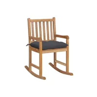 rocking chair vidaxl chaise à bascule avec coussin anthracite bois de teck solide