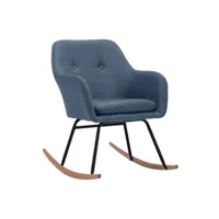 rocking chair vidaxl chaise à bascule bleu tissu