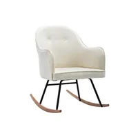 rocking chair vidaxl chaise à bascule blanc crème velours
