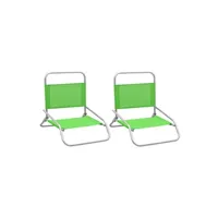 ensemble table et chaises vidaxl chaises de plage pliables 2 pcs vert tissu