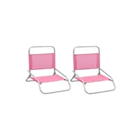 ensemble table et chaises vidaxl chaises de plage pliables 2 pcs rose tissu