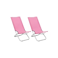 ensemble table et chaises vidaxl chaises de plage pliables 2 pcs rose tissu