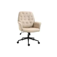 fauteuil de bureau homcom fauteuil de bureau chaise de bureau hauteur réglable roulettes pivotant 360° tissu chanvre 69l x 66l x 89,5-97h cm beige