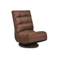 fauteuil de relaxation giantex chaise relax pliable et réglable café en 5 positions pivotant 360 degrés rembourrée confortable idéale pour lire, regarder la tv