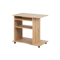 bureau droit pegane bureau en bois imitation chene artisan - l.80 x p.50 x h.75 cm --