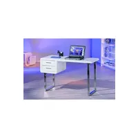 bureau droit pegane bureau en bois et metal chrome coloris blanc - l.120 x h.76 x p.55 cm --