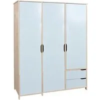 armoire pegane armoire de rangement en pin massif clair et blanc - l.146 x h.200 x p.60 cm --