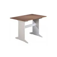 table de cuisine pegane table de cuisine en pin massif fonce et blanc - l.110 x h.75 x p.70 cm --