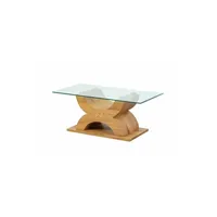 table basse pegane table basse en bois chêne artisan et verre - l.110 x h.45 x p.60 cm --