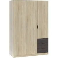 armoire pegane armoire de rangement de 3 portes coloris chene canadien - dim : l.121 x h.180 x p.52 cm --