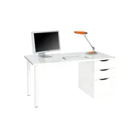 bureau droit pegane bureau reversible avec tiroir coloris blanc artic - 74 x 138 x 60 cm --