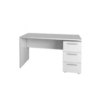 bureau droit pegane bureau avec 3 tiroirs coloris blanc artik - 74 x 138 x 60 cm --