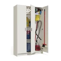 armoire pegane armoire rangement nettoyage 3 portes en mélamine coloris blanc - dim : h180 x l108,8 x p37 cm --