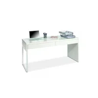 bureau droit pegane bureau reversible avec tiroir coloris blanc artic - 75 x 138 x 50 cm --