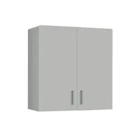 armoire pegane armoire de rangement suspendue avec 2 portes coloris blanc - dim : h60 x l59 x p26.5 cm --