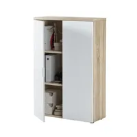 armoire pegane armoire de rangement bureau avec 2 portes - dim : 119 x 80 x 33 cm -