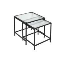 table d'appoint the home deco factory - tables gigognes plateau en verre texturé rosa (lot de 2)