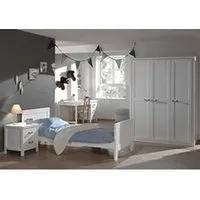chambre complète enfant vipack lewis lit simple laqué blanc + table de chevet + armoire 3 portes + bureau