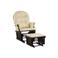 fauteuil de relaxation giantex fauteuil à bascule beige 75x66x102cm avec repose-pieds en bois coussin amovible