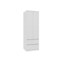 armoire hucoco eline - armoire moderne chambre dressing - 180x60x51 cm - meuble blanc