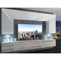 meubles tv hucoco sillea - ensemble meubles tv - unité murale largeur 300 cm - mur blanc
