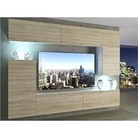 meubles tv hucoco slide - ensemble meubles tv + led - unité murale moderne - sonoma