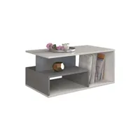 table basse hucoco sienne - table basse de salon - 90x51x43 - table à café - avec béton/blanc