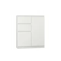 commode hucoco lisbon - commode contemporaine chambre/salon/bureau - 98x80x40cm blanc