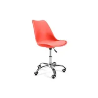 fauteuil de bureau hucoco lumie - chaise de bureau pivotant moderne pour enfant cuir éco - rouge