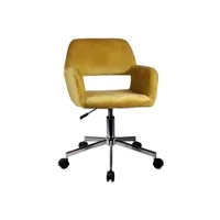 fauteuil de bureau hucoco anisa - chaise pivotante en velours élégant - chaise de bureau - jaune