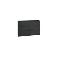 commode hucoco milan - commode de chambre large 6 tiroirs - 30x120x77cm - style noir