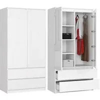 armoire hucoco bianca - armoire contemporaine chambre dressing - 180x90x51 cm - blanc