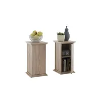 table d'appoint maison et styles colonne 1 porte 30x30x57,9 cm chêne