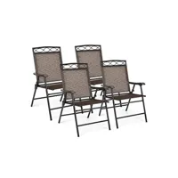 chaise de jardin giantex lot de 4 chaises de jardin 48,5 x 64 x 90 cm en fer et en textilène pliantes avec accoudoirs idéal pour terrasse,balcon