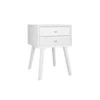table de chevet giantex table de chevet blanc 40 x 40 x 59 cm avec 2 tiroirs en bois, table de nuit moderne pour chambre