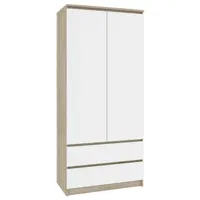 armoire hucoco bianca - armoire contemporaine chambre dressing - 180x90x51cm - sonoma/blanc