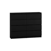 commode hucoco milan - commode de chambre 8 tiroirs - 40x120x97cm - style noir