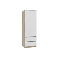 armoire hucoco eline - armoire contemporaine chambre dressing - 180x60x51cm - sonoma/blanc