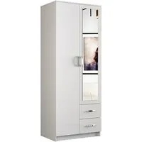 armoire hucoco roma 80 - petite armoire chambre bureau - penderie blanc