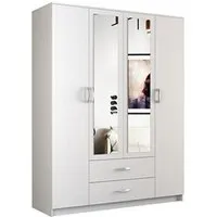 armoire hucoco roma - grande armoire chambre bureau - penderie multifonctions - blanc