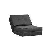 fauteuil de relaxation homcom chauffeuse - matelas d'appoint pliant - fauteuil convertible - inclinaison dossier réglable 5 positions - tissu polyester aspect lin gris