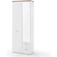 armoire pegane armoire de rangement en bois coloris blanc avec led - l.75 x h.201 x p.38 cm --