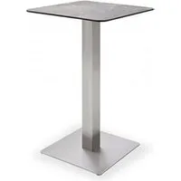 table haute pegane table bar avec plateau céramique mocca avec piètement acier brossé - l70 x h105 x p70 cm --
