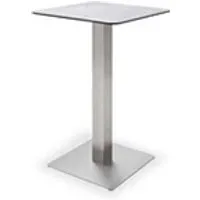 table haute pegane table bar avec plateau céramique gris avec piètement acier brossé - l70 x h105 x p70 cm --