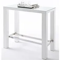 table haute pegane table de bar rectangulaire en métal et verre blanc brillant - l.120 x h.107 x p.60 cm --