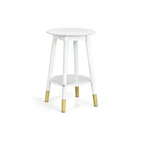table basse giantex table basse,table d'appoint à 2 niveaux, bout de canapé rond pour salon, 45,5 x 45,5 x 61,5 cm (blanc)