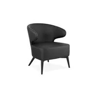 fauteuil de salon maison et styles fauteuil design en pu noir et pieds noirs - joddy