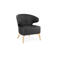 fauteuil de salon maison et styles fauteuil design en pu noir et pieds naturels - joddy